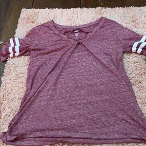 Maroon and white shirt